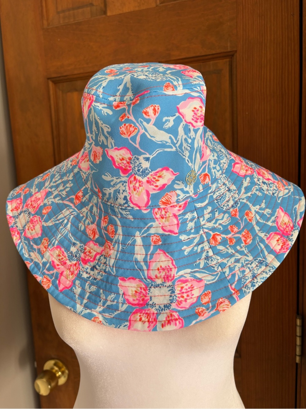 Lilly Pulitzer Reversible Canvas Sun Hat Summer UPF50+ Bahamian Rhapsody Floral